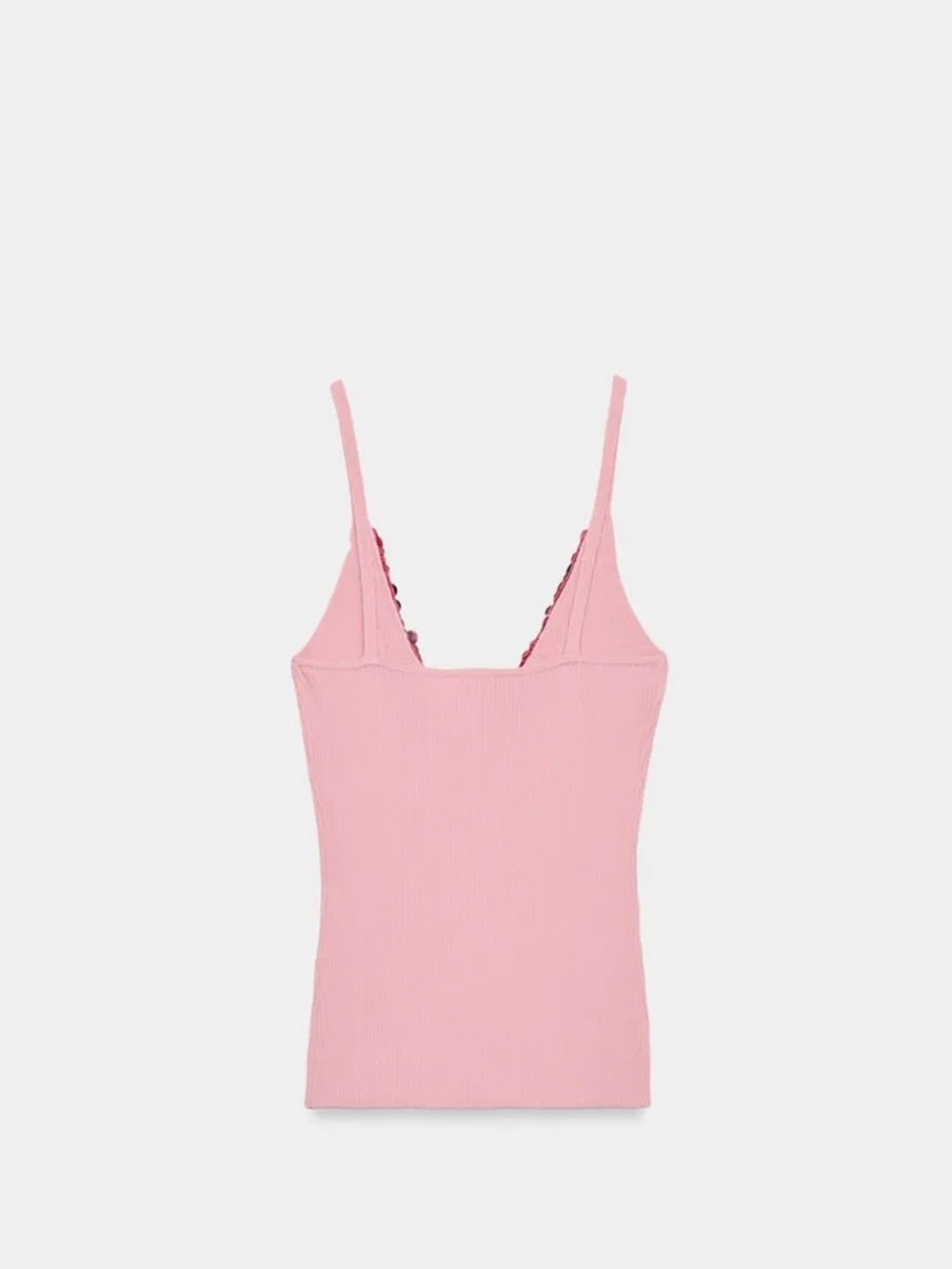 Zara Ribbed V-Neck Sequin-Trim Tank Top in Dusty Pink - Picture 4 of 7